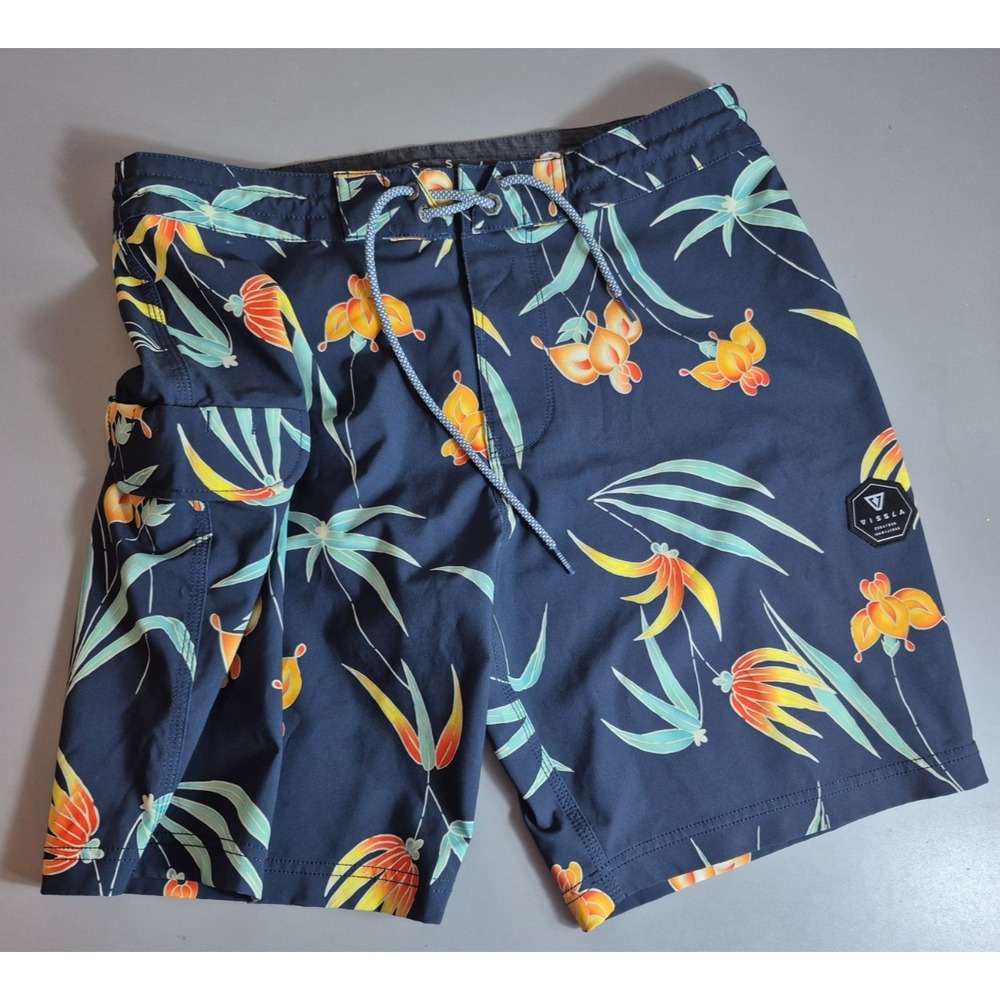Vissla Mens Board Shorts 32 Small Floral Drawstring